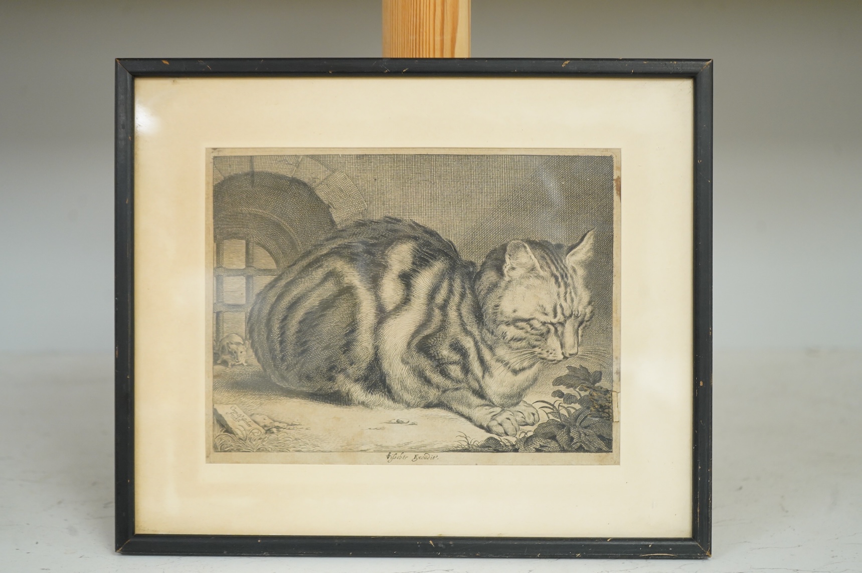 After Cornelis Visscher (Dutch, 1629-1658), 'The Large Cat', signed in the plate, engraving, 14.5 x 18.5cm